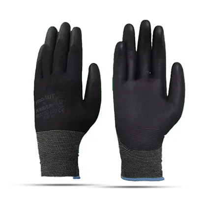 Karam Prokut PU Coated Black Hand Gloves-HS22